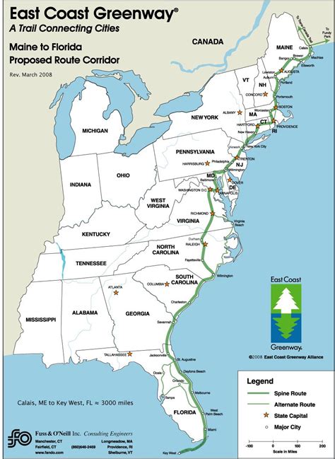 Map of the East Coast Beaches